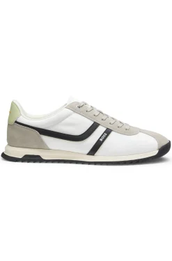 Logo trainers with faux suede trims
