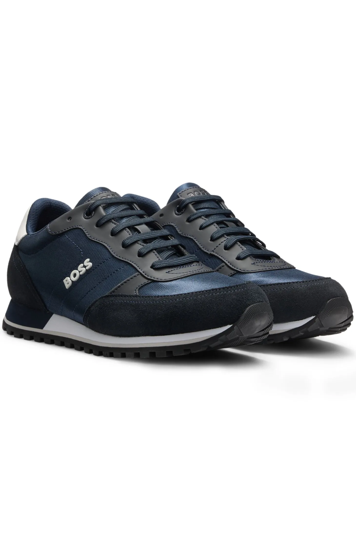 Logo-trim trainers with faux-leather details