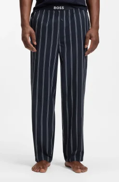 Logo-waistband pyjama bottoms in patterned cotton poplin