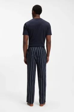 Logo-waistband pyjama bottoms in patterned cotton poplin