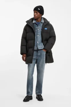 Longline padded coat with a water-repellent finish
