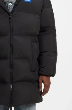 Longline padded coat with a water-repellent finish