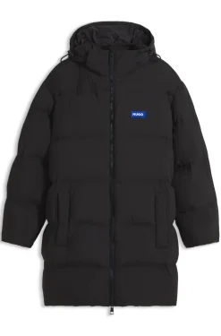 Longline padded coat with a water-repellent finish