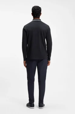 Long-sleeved cotton piqué polo shirt