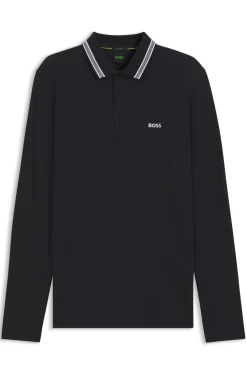Long-sleeved cotton piqué polo shirt