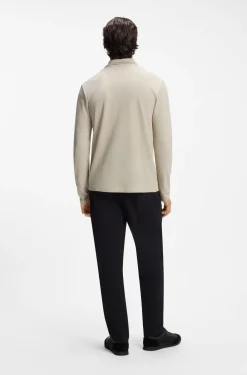 Long-sleeved cotton piqué polo shirt