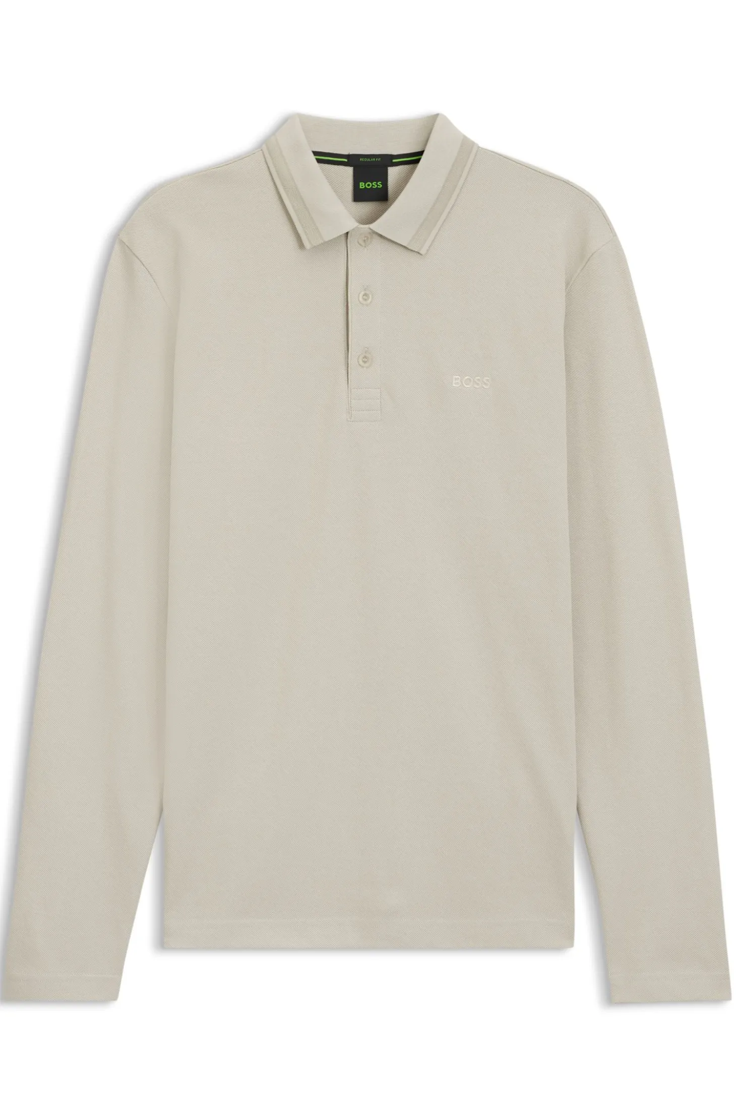 Long-sleeved cotton piqué polo shirt