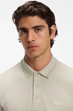 Long-sleeved cotton piqué polo shirt