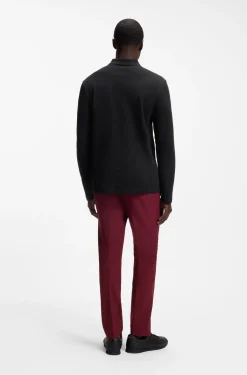 Long-sleeved cotton piqué polo shirt