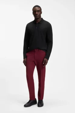 Long-sleeved cotton piqué polo shirt