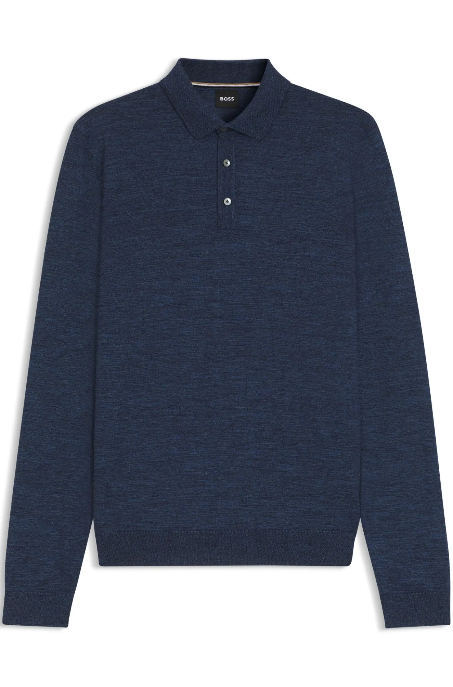 Long-sleeved knit polo sweater in Italian virgin wool