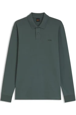 Long-sleeved polo shirt in cotton with logo detail