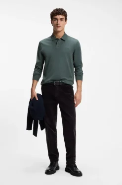 Long-sleeved polo shirt in cotton with logo detail