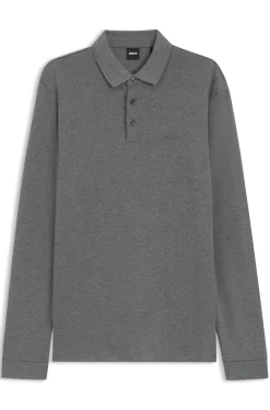 Long-sleeved polo shirt in interlock cotton with logo