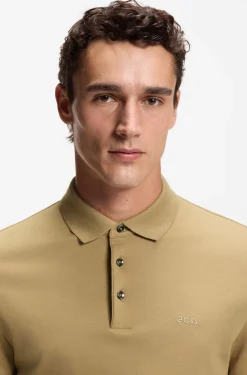 Long-sleeved polo shirt in interlock cotton with logo