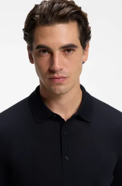 Long-sleeved polo sweater in Merino wool