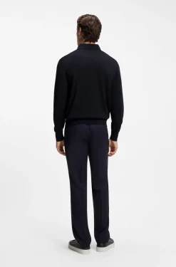 Long-sleeved polo sweater in Merino wool