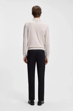 Long-sleeved polo sweater in Merino wool