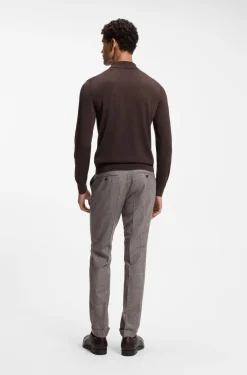 Long-sleeved polo sweater in Merino wool