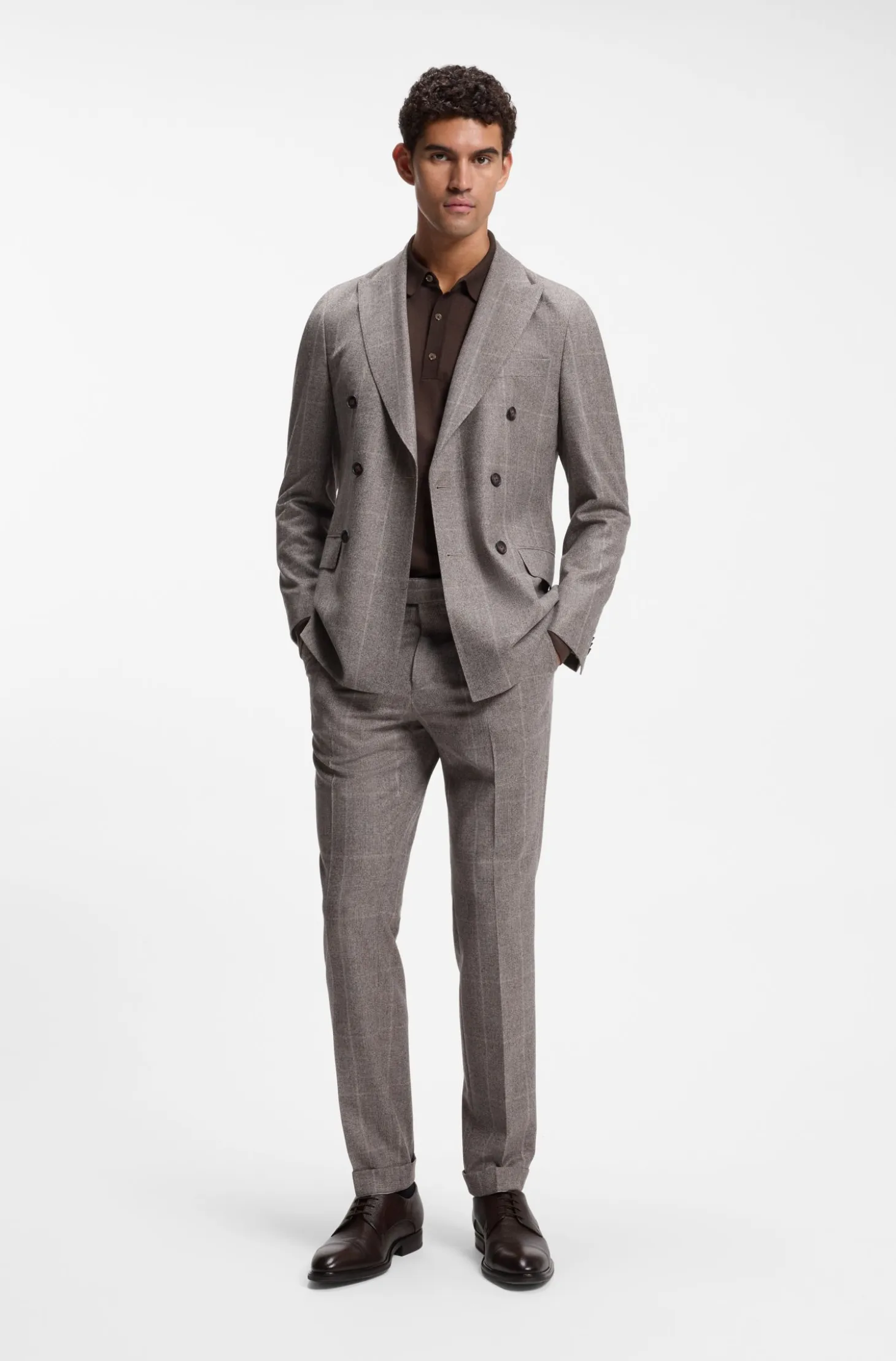 Long-sleeved polo sweater in Merino wool