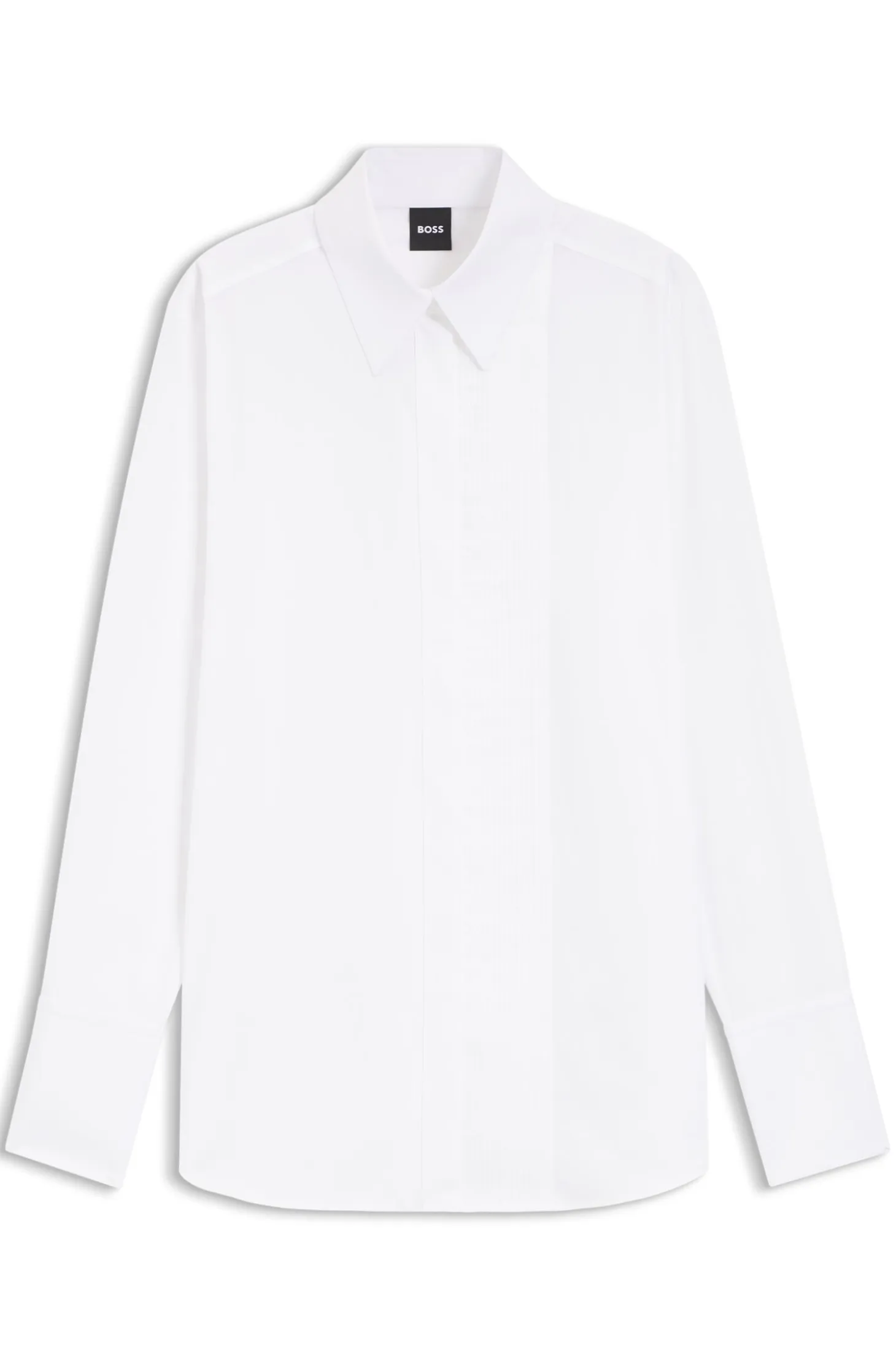 Long-sleeved shirt in cotton with pleating detail