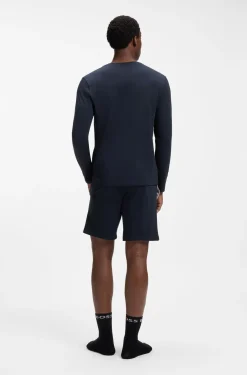 Long-sleeved top in stretch cotton with embroidered logo
