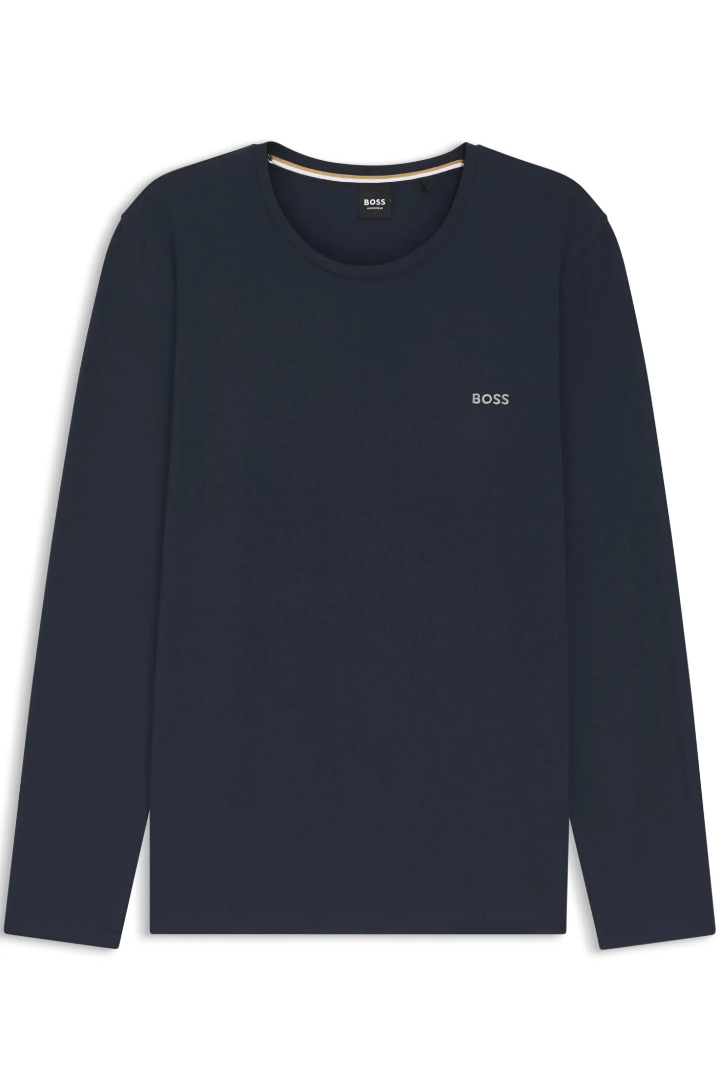 Long-sleeved top in stretch cotton with embroidered logo
