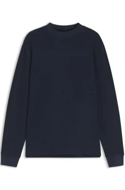 Long-sleeved T-shirt in cotton with mock neckline