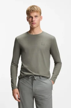 Long-sleeved T-shirt in cotton with logo patch