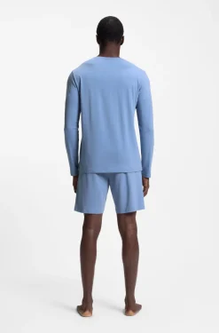 Long-sleeved T-shirt in stretch cotton with embroidered logo