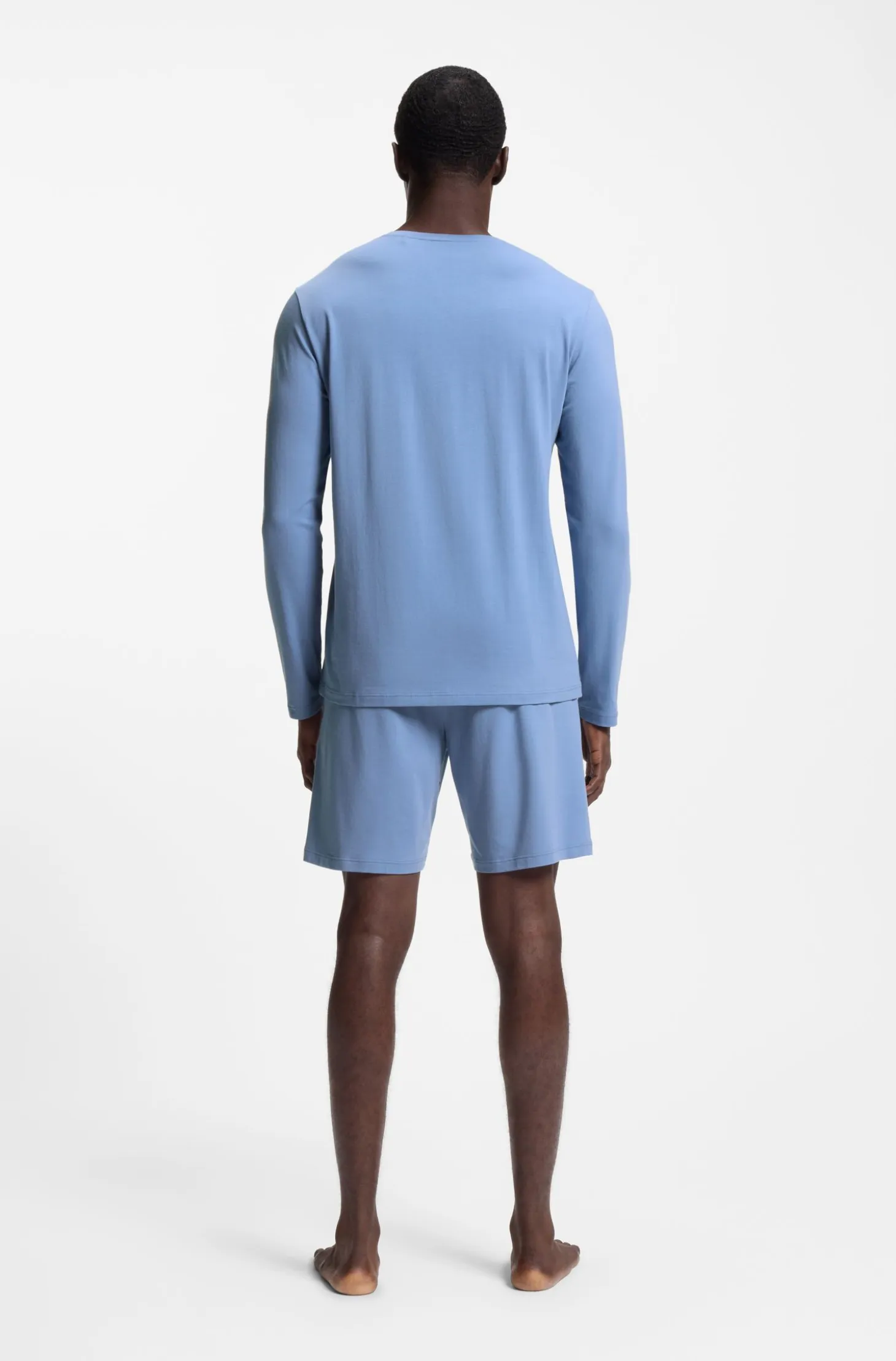 Long-sleeved T-shirt in stretch cotton with embroidered logo