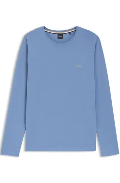 Long-sleeved T-shirt in stretch cotton with embroidered logo