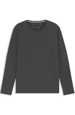 Long-sleeved T-shirt in stretch cotton with embroidered logo