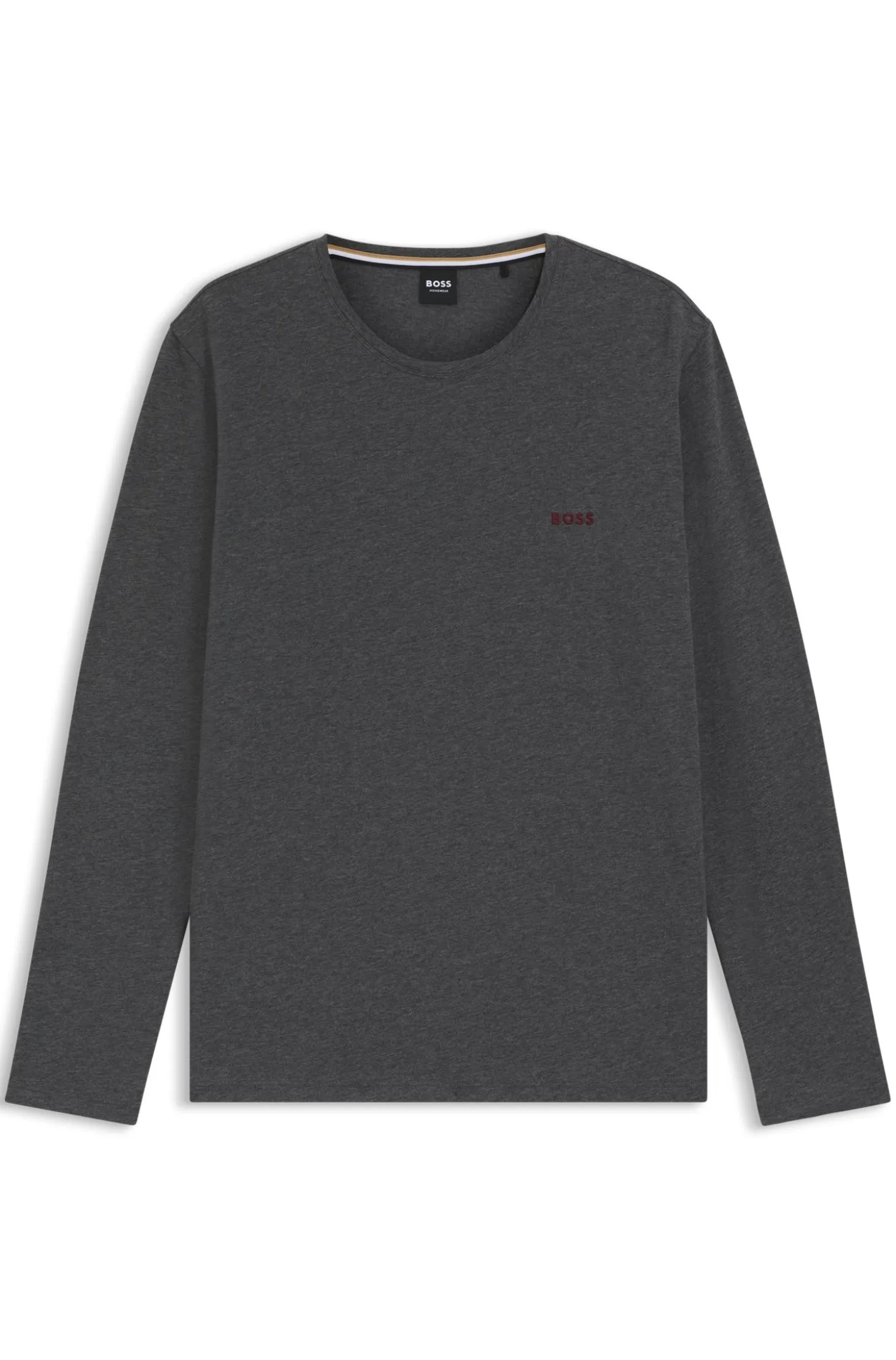 Long-sleeved T-shirt in stretch cotton with embroidered logo