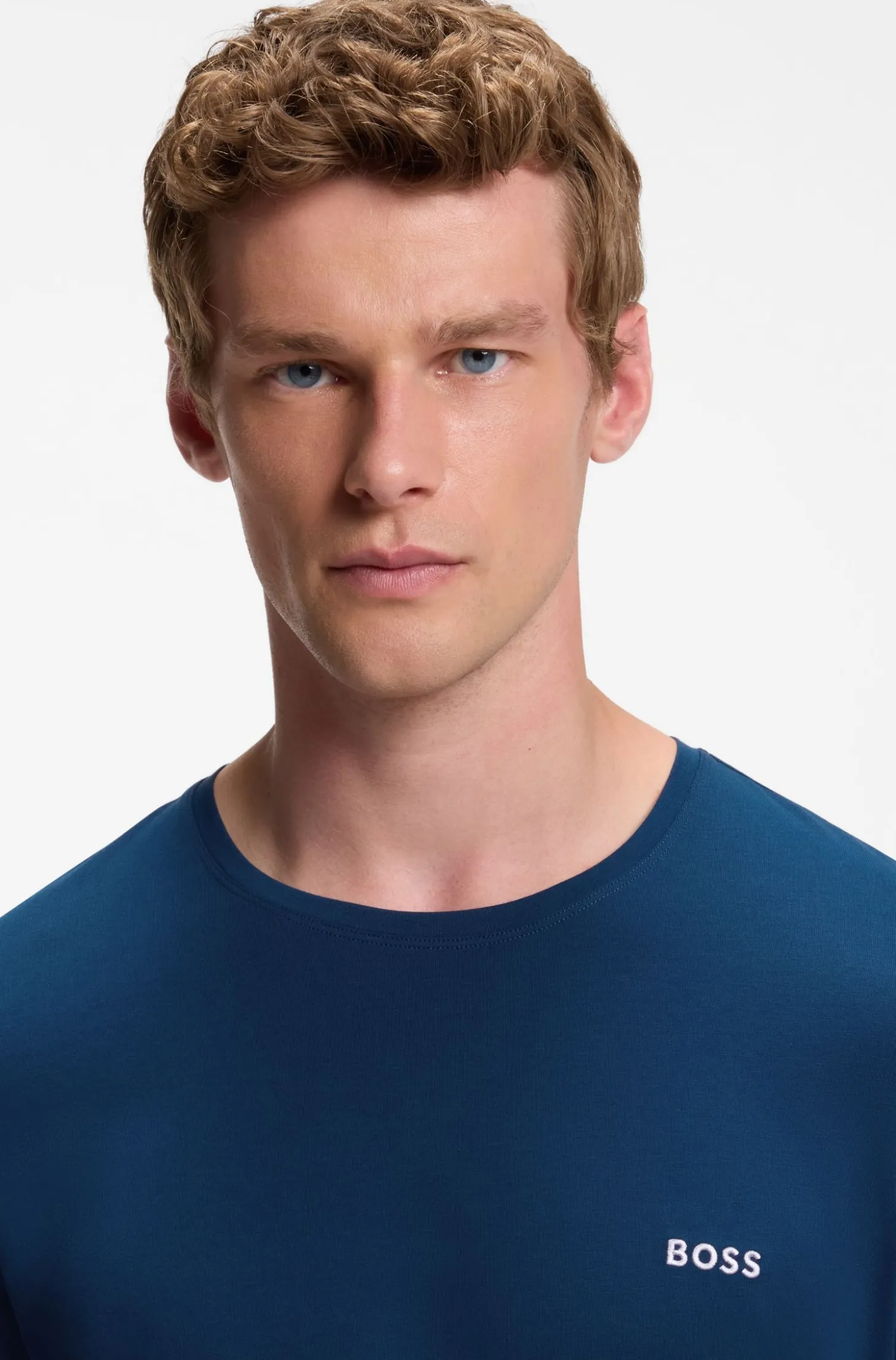 Long-sleeved T-shirt in stretch cotton with embroidered logo