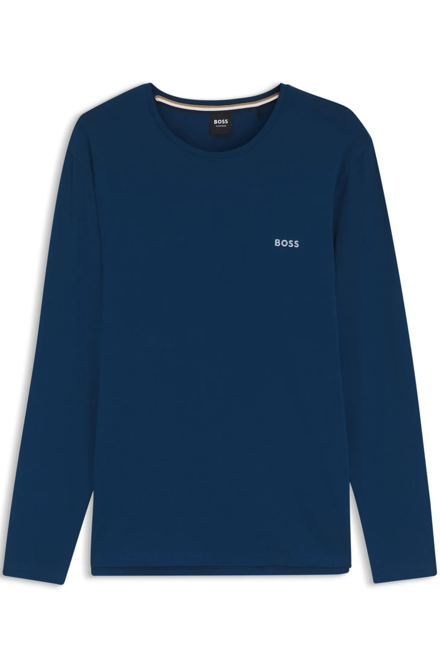 Long-sleeved T-shirt in stretch cotton with embroidered logo