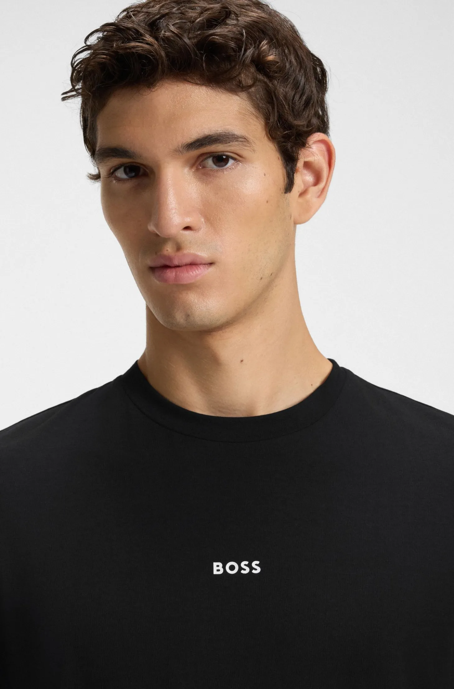 Long-sleeved T-shirt in stretch cotton with logo print