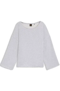 Loose-fit cotton-blend sweatshirt with raw-cut edges
