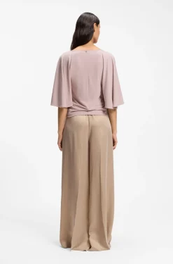 Loose-fit cupro T-shirt with raglan sleeves
