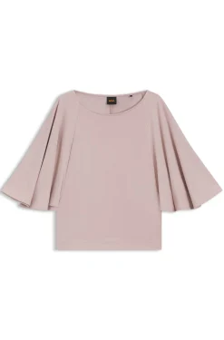 Loose-fit cupro T-shirt with raglan sleeves