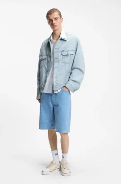 Loose-fit jacket in vintage-blue denim