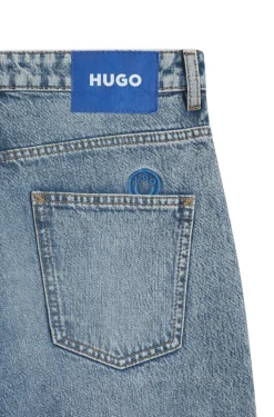 Loose-fit jeans in blue denim with exposed fly