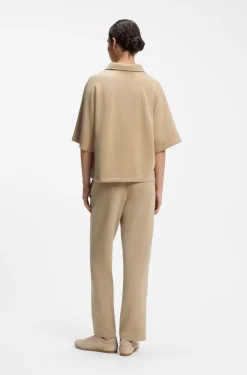 Loose-fit polo sweatshirt in scuba jersey