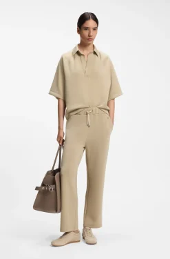 Loose-fit polo sweatshirt in scuba jersey