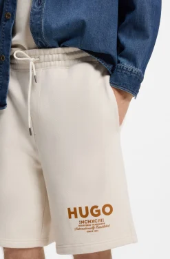 Loose-fit shorts in cotton terry with logo print