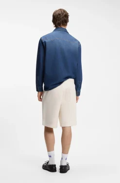 Loose-fit shorts in cotton terry with logo print