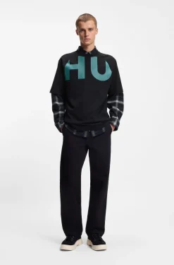 Loose-fit T-shirt in cotton jersey with wraparound logo