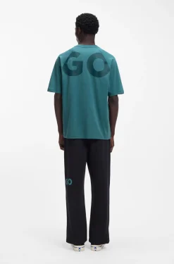 Loose-fit T-shirt in cotton jersey with wraparound logo