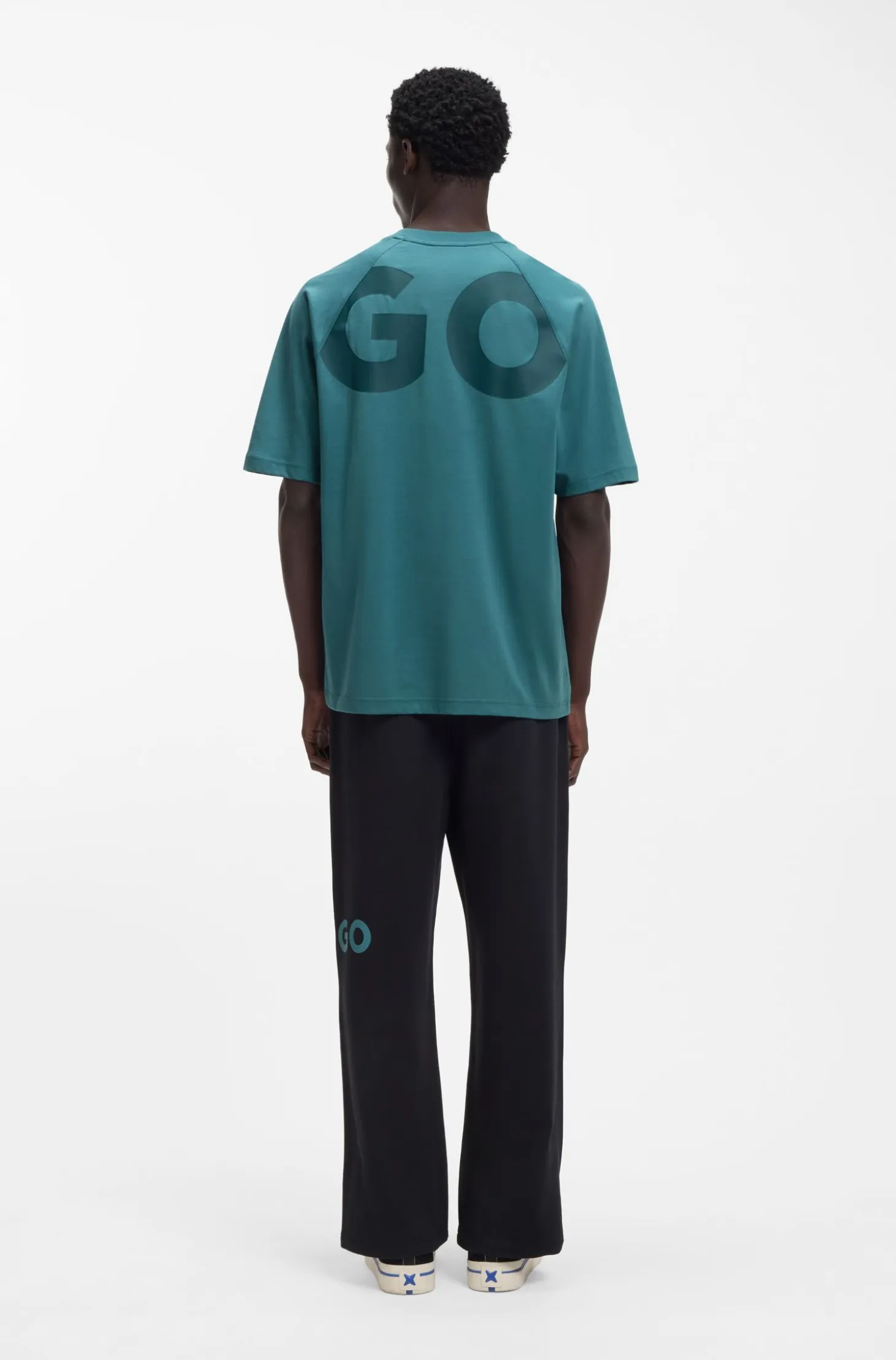 Loose-fit T-shirt in cotton jersey with wraparound logo