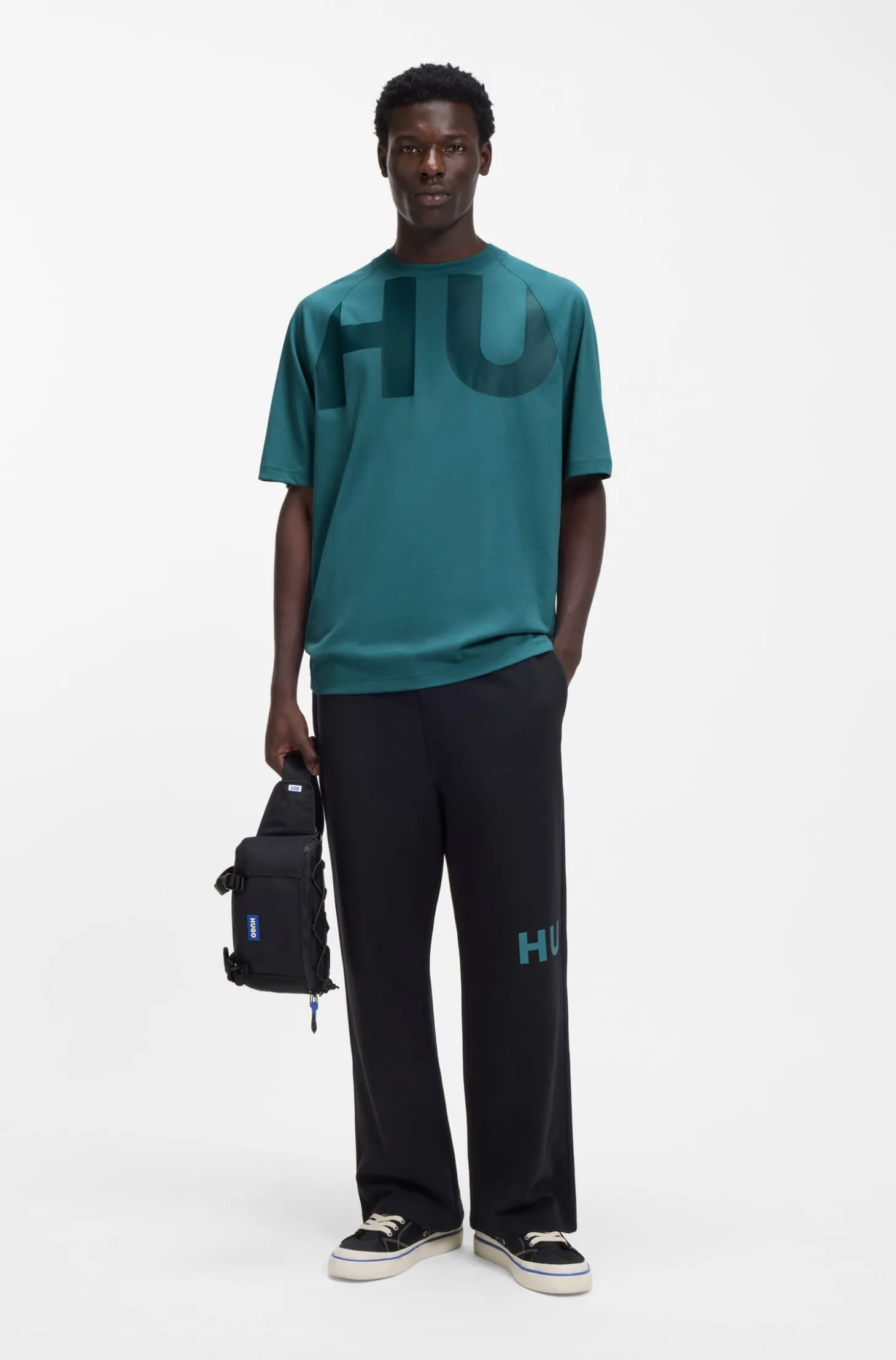 Loose-fit T-shirt in cotton jersey with wraparound logo